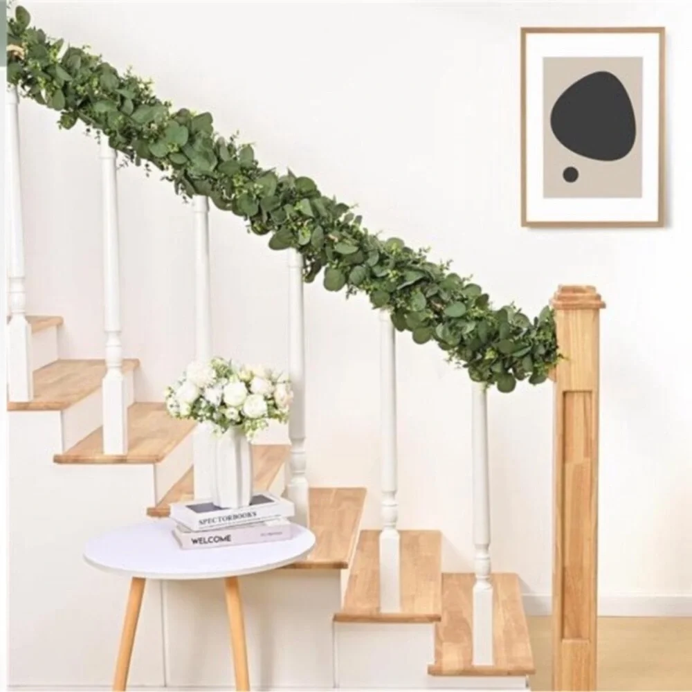 2 Pcs Artificial Eucalyptus Garland, 12 Ft Fake Greenery Garland, Faux Silver